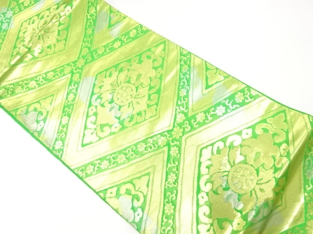 リサイクル　服部織物製　こはく錦菱華紋織出し袋帯